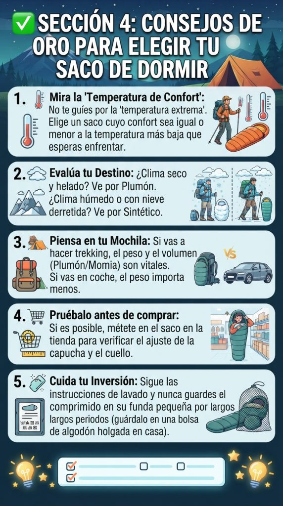 Tipos de Sacos de dormir para climas fríos