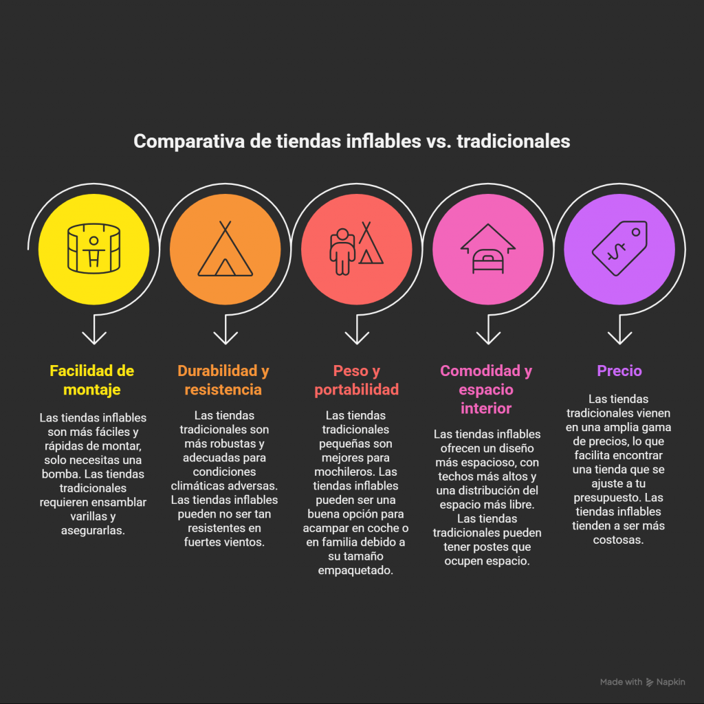 Tiendas de Campaña INFLABLES Vs Tradicionales